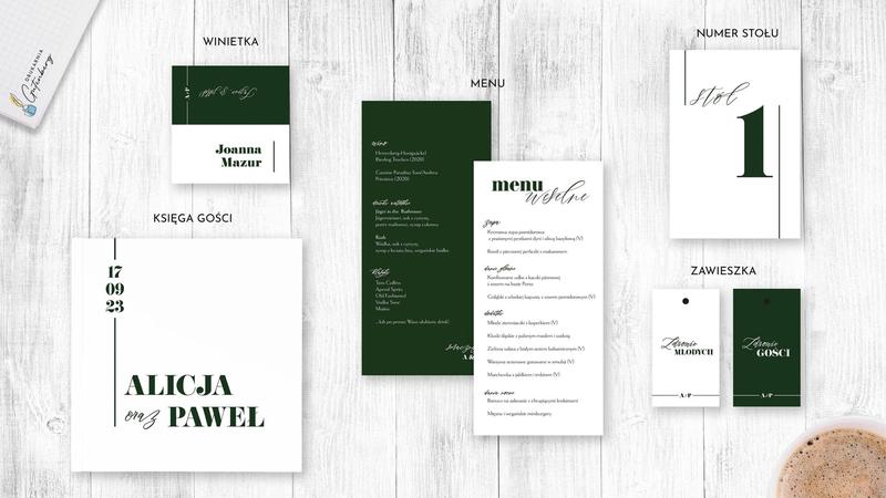 Zaproszenia ślubne menu winietki i dodatki